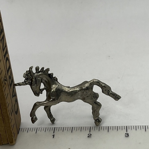 Unicorn Pewter Figurine Statue Decor Animal Collectible Mythical Horse Silver 3" - Picture 3 of 7